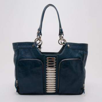 Pre Owned Balenciaga Blue Lambskin Sac Clous