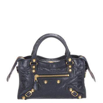 Pre Owned Balenciaga Blue Leather Motocross Classic City Satchel Bag