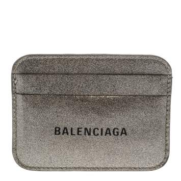 Pre Owned Balenciaga Metallic Glitter Patent Leather Everyday Card Holder 