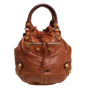 Pre Owned Balenciaga Brown Leather SGH Pompon Hobo