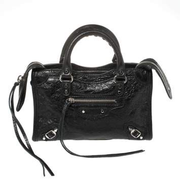 Pre Owned Balenciaga Black Leather Classic Nano City Tote Bag
