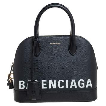 Pre Owned Balenciaga Black Leather S Ville Logo Satchel