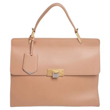 Pre Owned Balenciaga Beige Leather Le Dix Cartable Top Handle Bag