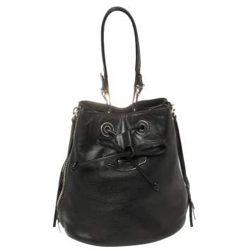 Pre Owned Balenciaga Black Soft Leather Papier Plate Bucket Bag