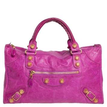 Pre Owned Balenciaga Magenta Leather GGH Work Tote