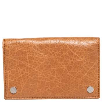 Pre Owned Balenciaga Cumin Leather Screw Bifold Card Holder