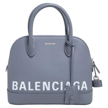 Pre Owned Balenciaga Grey Leather S Ville Logo Satchel