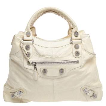 Pre Owned Balenciaga Cream Leather GSH Brief Tote