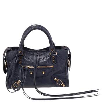 Pre Owned  Balenciaga Dark Knight Leather Mini Classic Metallic Edge City Bag
