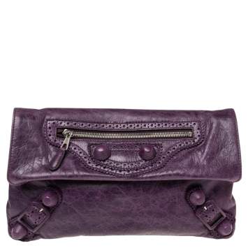 مملوكة مسبقًا Balenciaga Murier Leather Giant Brogues Covered Envelope Clutch