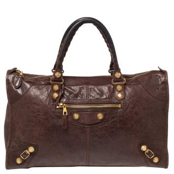 Pre Owned Balenciaga Cigar Fonce Leather GGH Work Tote