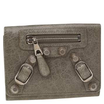 Pre Owned Balenciaga Grey Leather Card Case