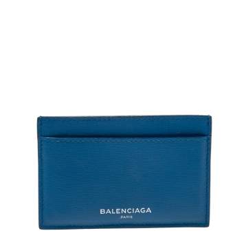 Pre Owned Balenciaga Blue/Grey Leather Card Holder