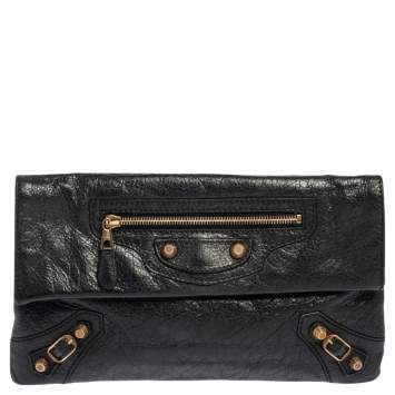 مملوكة مسبقًا Balenciaga Black Leather RGH Envelope Clutch