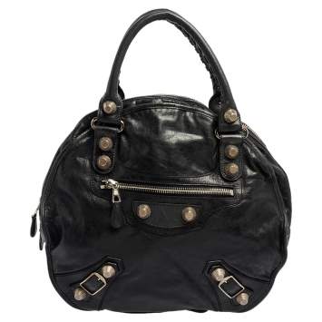Pre Owned Balenciaga Anthracite Leather GSH Sphere Hobo