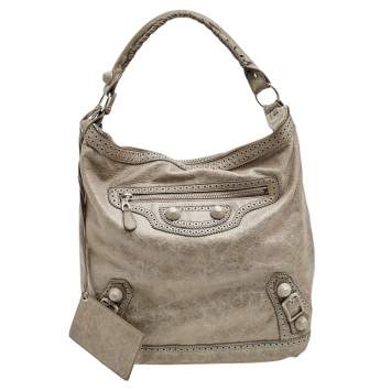 Pre Owned Balenciaga Galet Leather Giant Covered Brogues Day Hobo