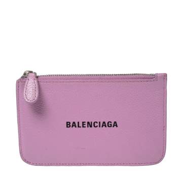 Pre Owned Balenciaga Lavinder Leather Zip Card Holder