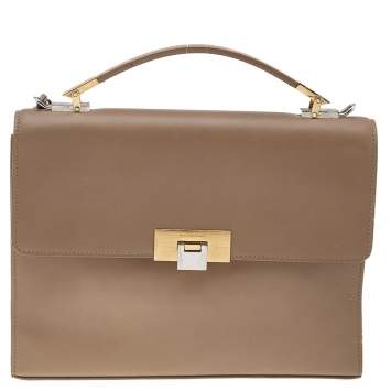 Pre Owned Balenciaga Beige Leather Le Dix Shoulder Bag