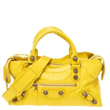 Pre Owned Balenciaga Yellow Leather GRGH Part Time Tote