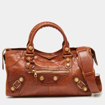 Pre Owned Balenciaga Brown Leather GGH Part Time Tote