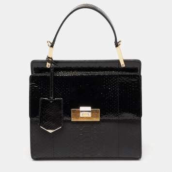 Pre Owned Balenciaga Black Python Le Dix Cartable S Top Handle Bag