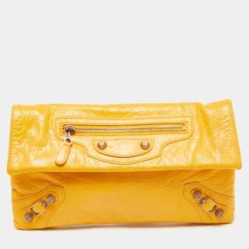 مملوكة مسبقًا Balenciaga Yellow Leather RH Envelope Clutch