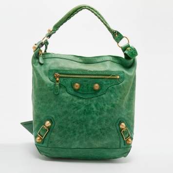 Pre Owned Balenciaga Green Leather Arena GGH Giant 21 Classic Day Bag