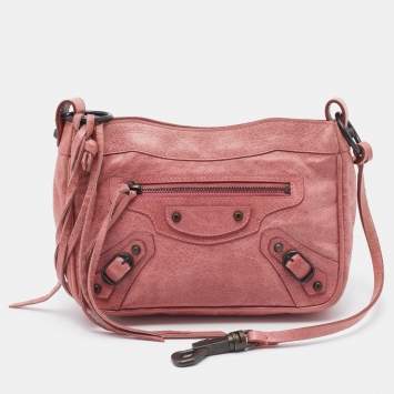 Pre Owned Balenciaga Pink Leather Classic Hardware Shoulder Bag