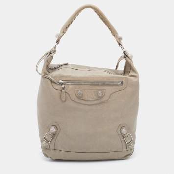 Pre Owned Balenciaga Grey Leather Giant 21 Silver Day Hobo