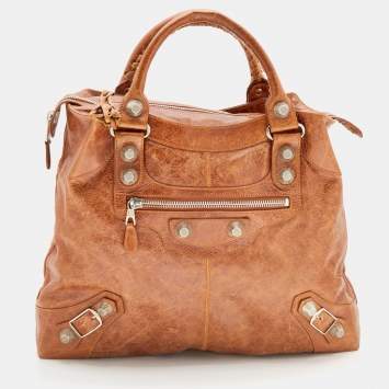 Pre Owned Balenciaga Brown Leather Giant 21 Hardware SGH Brief Bag