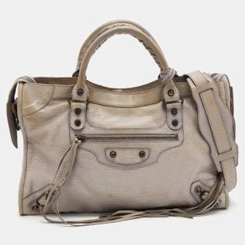 Pre Owned Balenciaga Lilac Lizard Embossed Leather Limited Edition Neiman Marcus Anniversary Motorcycle City Bag