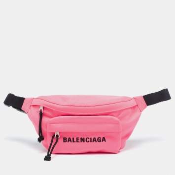 Pre Owned Balenciaga Neon Pink Nylon Everyday Belt Bag