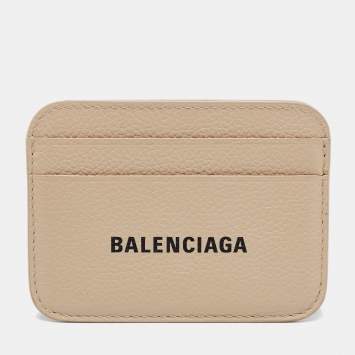 Pre Owned Balenciaga Beige Leather Everyday Card Holder 