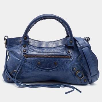 Pre Owned Balenciaga Blue Leather Classic First Tote