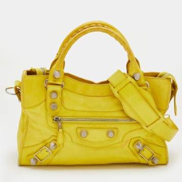 Pre Owned Balenciaga Jaune Fluo Leather Giant 21 Classic City Tote