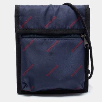 Pre Owned Balenciaga Black/Blue Nylon Explorer Pouch Crossbody Bag