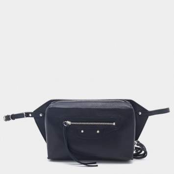 Pre Owned Balenciaga Black Leather Papier Belt Bag