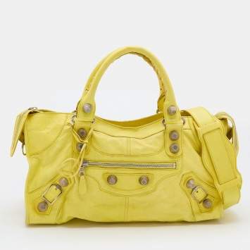 Pre Owned Balenciaga Yellow Leather GSH Part Time Tote