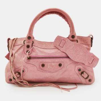 Pre Owned Balenciaga Pink Leather Classic First Tote