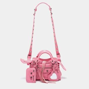 Pre Owned Balenciaga Pink Leather XS Neo Cagole Bag