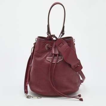 Pre Owned Balenciaga Burgundy Bordeaux Leather Papier Plate Bucket Bag