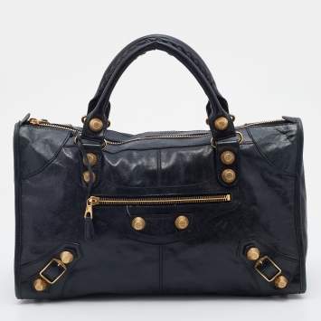 Pre Owned Balenciaga Antracite Leather GGH Work Tote