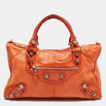 Pre Owned Balenciaga Rose Corail Leather GSH Work Tote