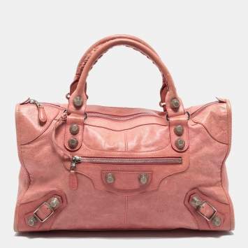 Pre Owned Balenciaga Pink Leather SGH City Bag