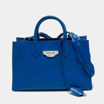 Pre Owned Balenciaga Blue Leather All Afternoon Tote