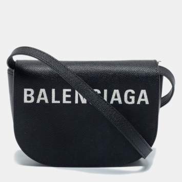 Pre Owned Balenciaga Black Leather  Ville Day Crossbody Bag