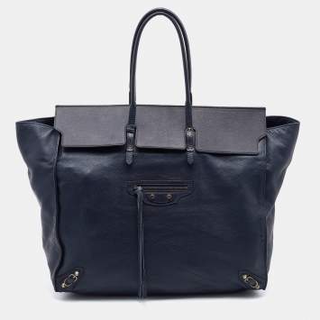 Pre Owned Balenciaga Blue Leather Papier A3 Tote