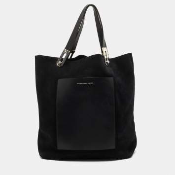 Pre Owned Balenciaga Black Leather and Suede Pocket Tote 