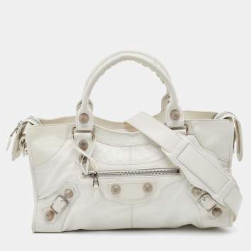 Pre Owned Balenciaga White Leather Giant 21 Silver Hardware Part-Time Tote