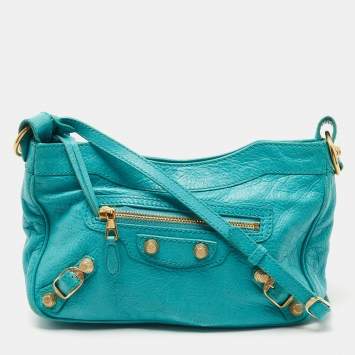Pre Owned Balenciaga Bleu Tropical Leather Classic Hip Crossbody Bag 